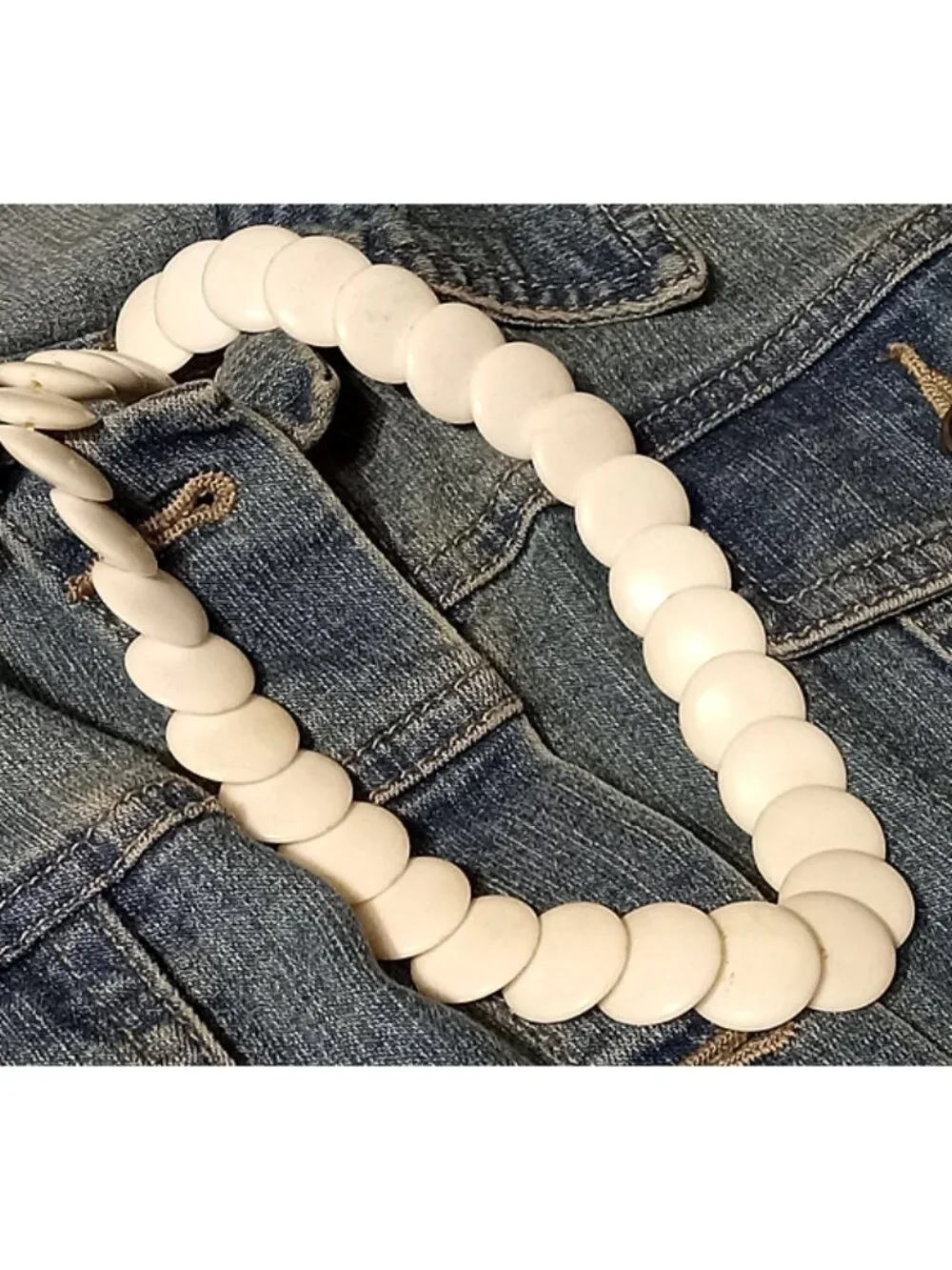 Round White Disc Necklace 8